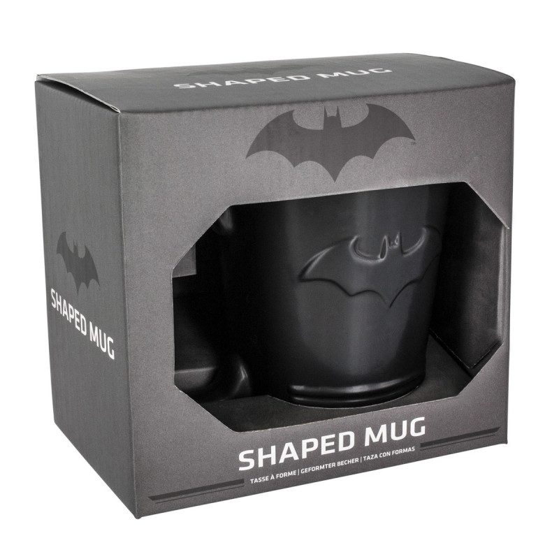 Grand mug en relief noir à l'effigie de Batman 