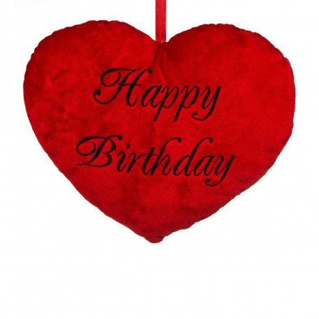Coussin Coeur Rouge Happy Birthday