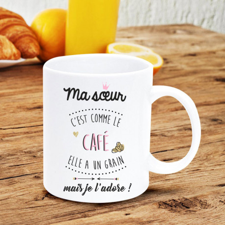 Mug Grain de café - Touche pas à mon café - Idée cadeau - Tasse originale  en céramique humour