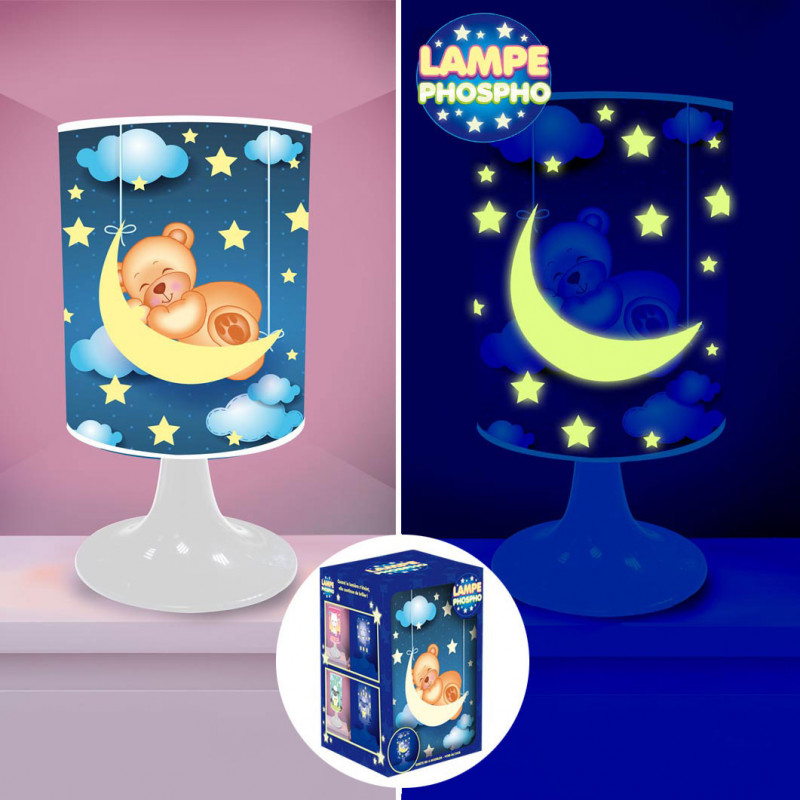 Lampe A Poser Pour Bebe Fille Ou Garcon Avec Motifs Phosphorescents Sur Logeekdesign