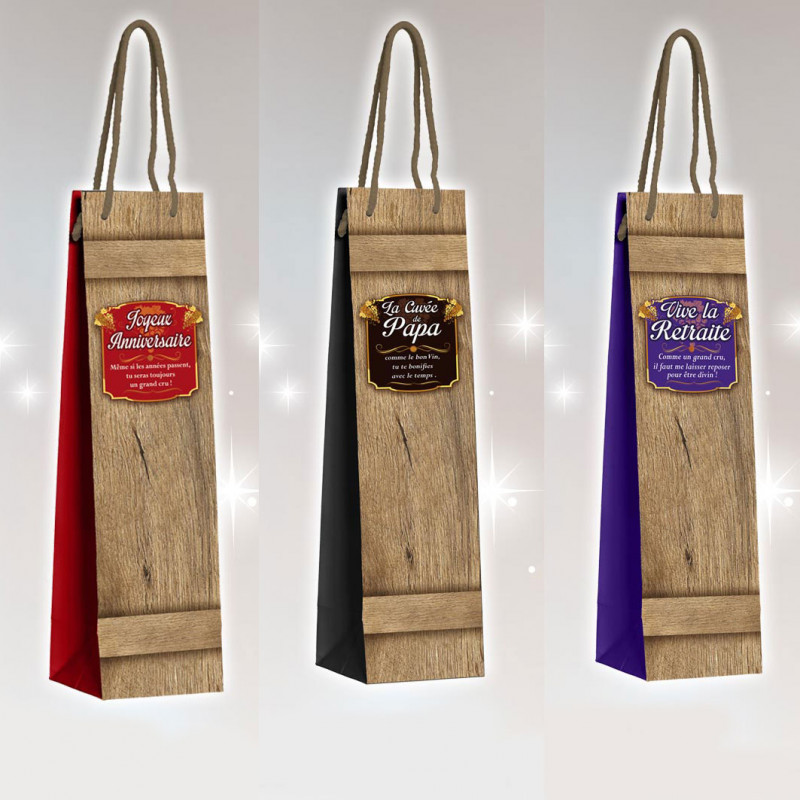 Pochette cadeau pour bouteille de vin personnalisée et originale sur
