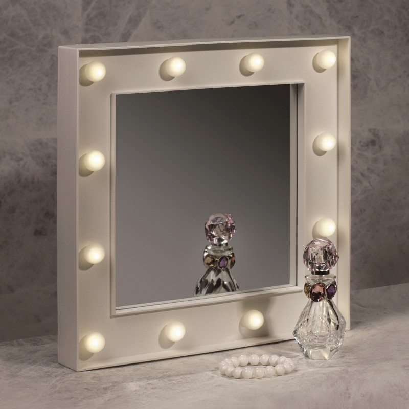 Miroir Hollywood de maquillage à poser avec 12 boules lumineuses sur