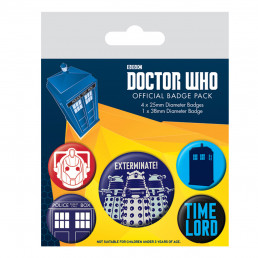 Pack de 5 Badges Dr Who Exterminate