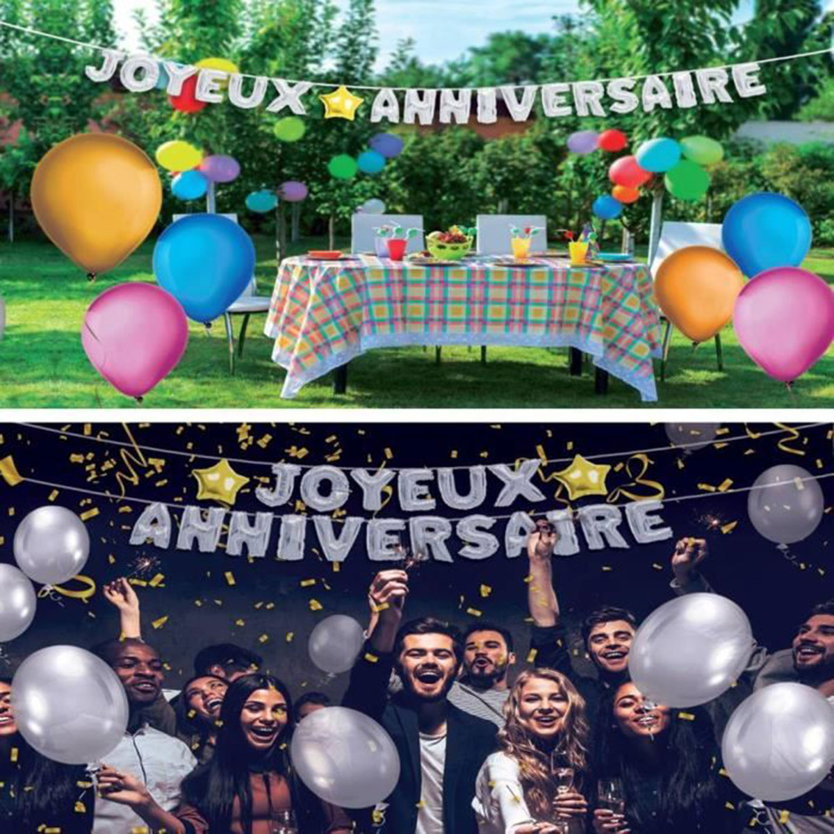 Banderole Anniversaire Avec Ballons En Forme De Lettres Joyeux Anniversaire Sur Logeekdesign