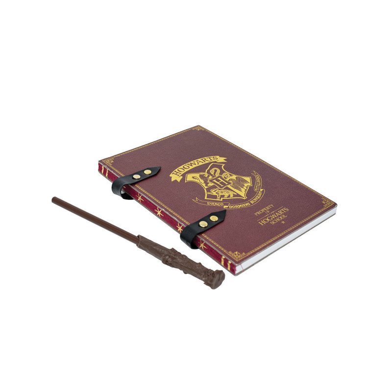 Carnet de notes Poudlard avec crayon baguette Harry Potter sur