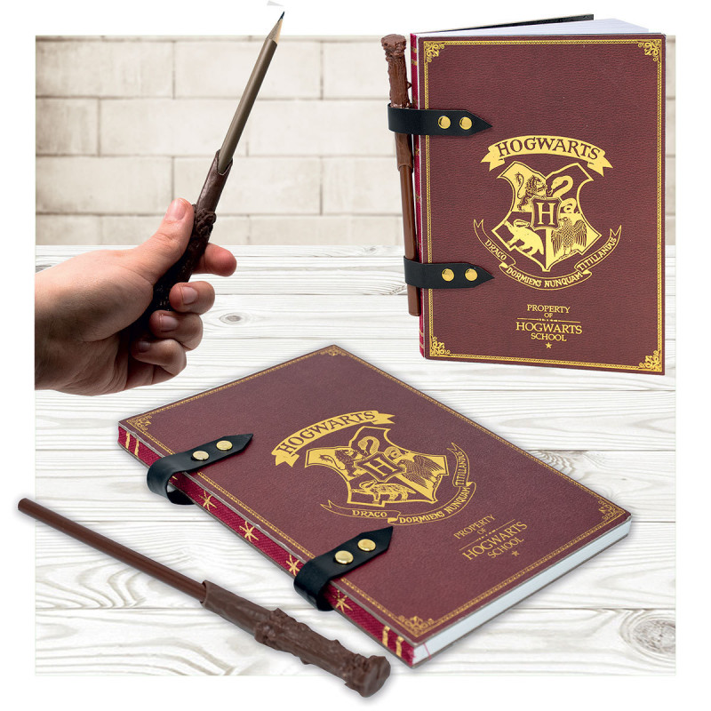 Carnet Harry Potter et stylo baguette magique pour écolier sur