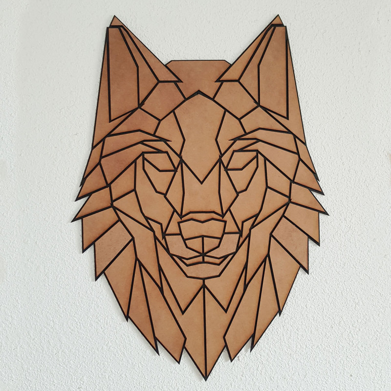 Loup Mural Puzzle Graphique en Bois