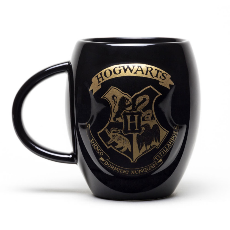 Mug Harry Potter Noir Blason Poudlard Doré