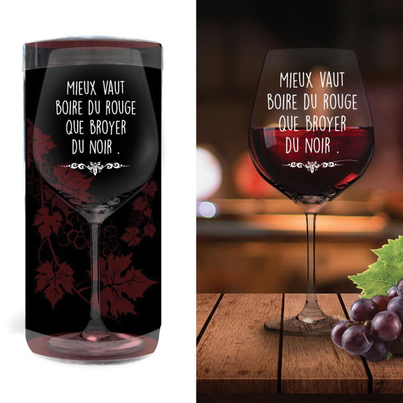 Grand verre à vin élégant avec citations amusantes sur