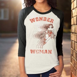 T-Shirt Wonder Woman Vintage Manches 3/4