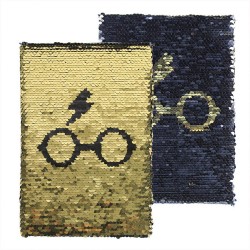 Carnet de Notes Harry Potter à Sequins Noir et Doré
