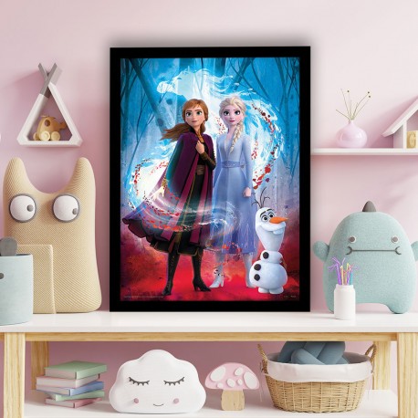 Tableau Reine des Neiges 2 - Elsa, Anna, Olaf & Nokk