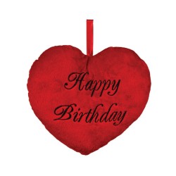 Coussin Coeur Rouge Happy Birthday