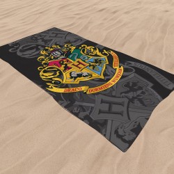 Serviette de Plage Harry Potter Noire Blason Poudlard