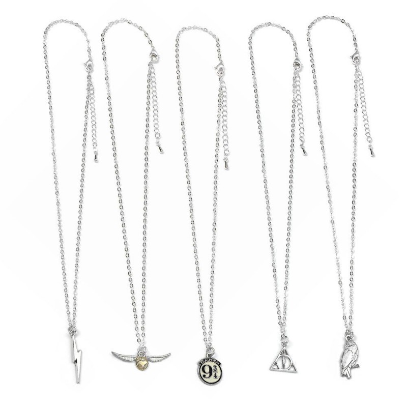 Collier Harry Potter : pendentif vif d'or (+ 3 symboles) – Lot de