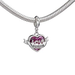 Pendentif Charm Harry Potter Philtre d'Amour Argent et Cristaux