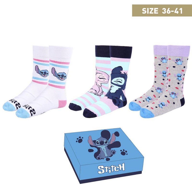 Coffret 3 Chaussettes Stitch Disney sur Logeekdesign