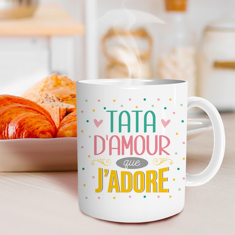 Cadeau tata : mug en céramique tata d'amour que j'adore sur Logeekdesign