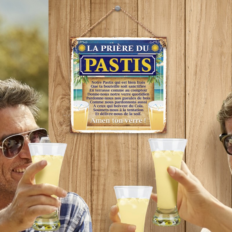 Cadeau Pastis : plaque métallique « La prière du Pastis » sur