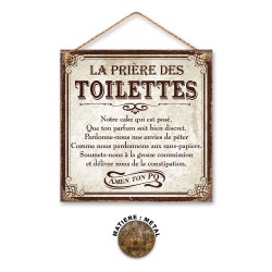 Plaque Métallique La Prière des Toilettes