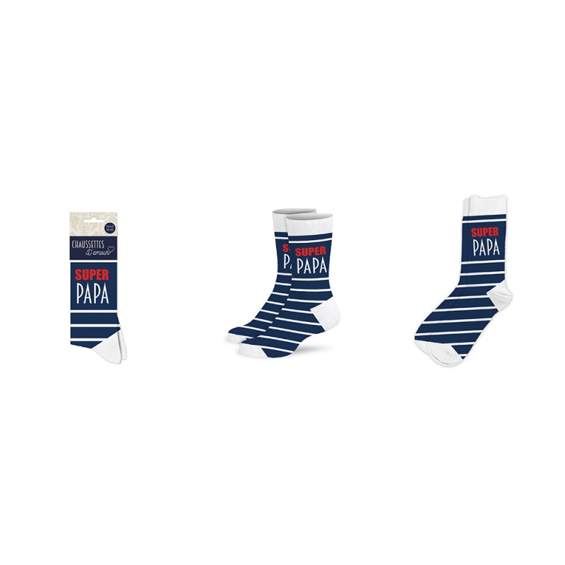 Pack Chaussettes Papi - Chaussette Personnalisée - Chaussette Super Papi