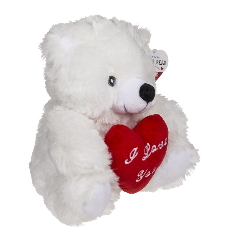 Peluche I love you en forme d'ours blanc avec cœur rouge sur