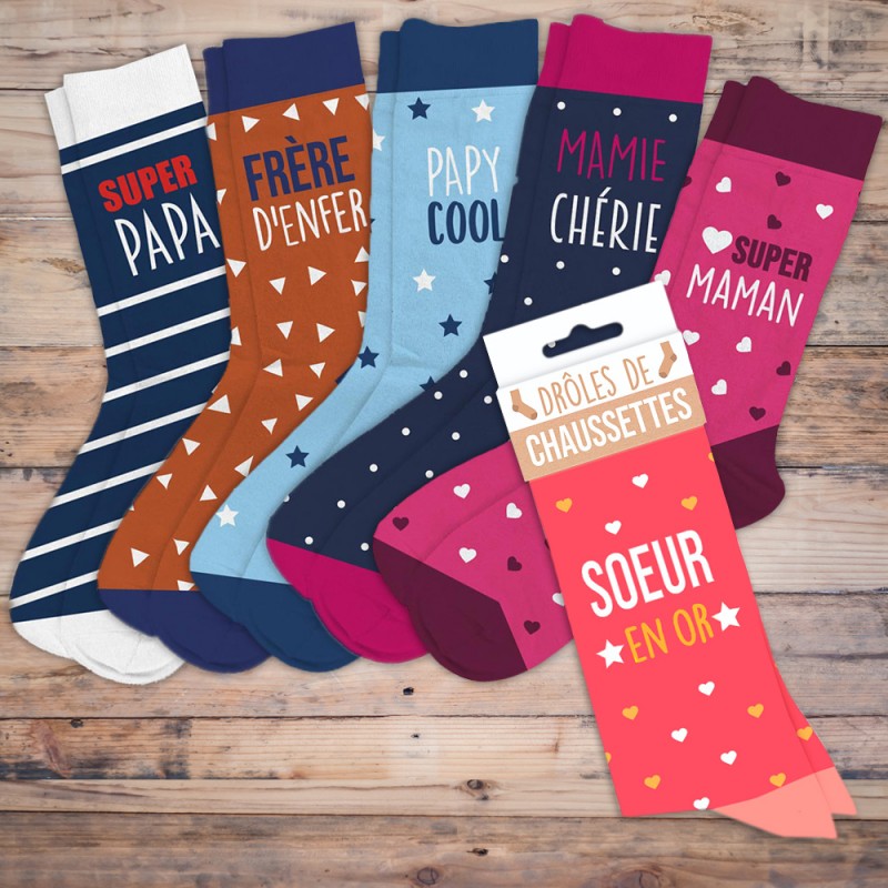 Pack Chaussettes Papi - Chaussette Personnalisée - Chaussette Super Papi