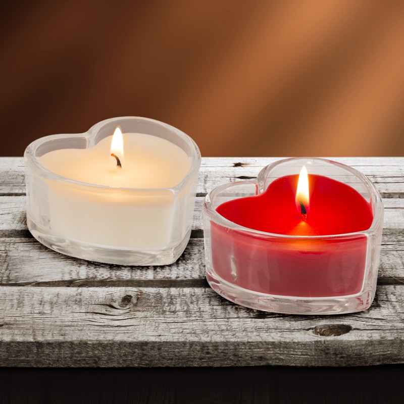 Set de 3 Bougies Cœurs Romantiques Rouges et Blanches sur Logeekdesign