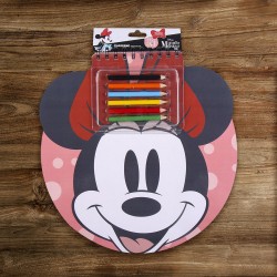 Livret de Coloriage Minnie Disney avec Stickers et Crayons de Couleur