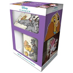 Pack La Belle et le Clochard Disney - Tasse, Sous-Verre et Porte-Clés