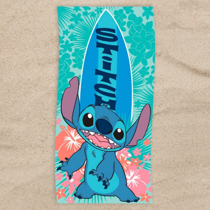 Serviette de Plage Lilo & Stitch Disney Surf en Coton sur Logeekdesign