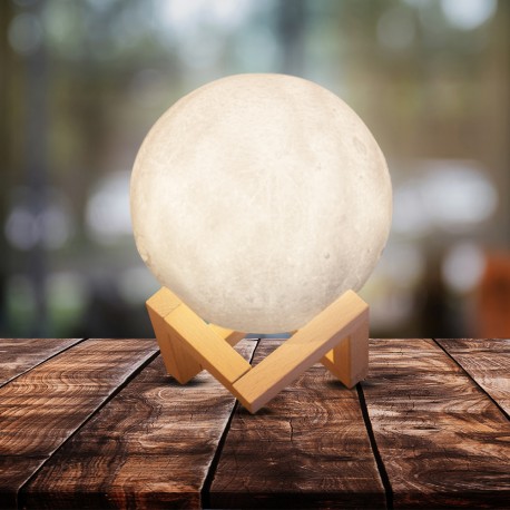 Lampe Lune Usb Design sur Support en Bois