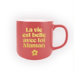 Mug La Vie est Belle avec Toi Maman Rouge Mat
