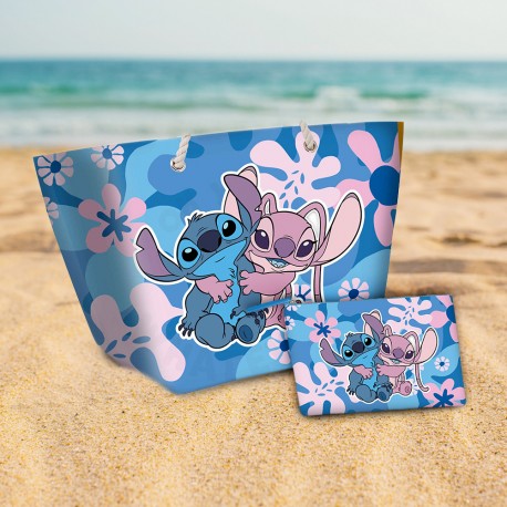 Sac de Plage & Pochette Stitch & Angel Disney Flower
