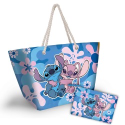 Sac de Plage & Pochette Stitch & Angel Disney Flower