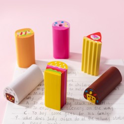 Lot de 6 Gommes Kawaii Fantaisie Multicolores