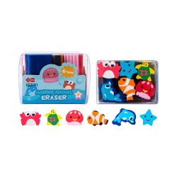 Lot de 6 Gommes Kawaii Fantaisie Multicolores