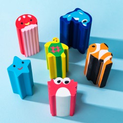 Lot de 6 Gommes Kawaii Fantaisie Multicolores