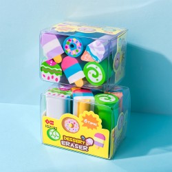 Lot de 6 Gommes Kawaii Fantaisie Multicolores