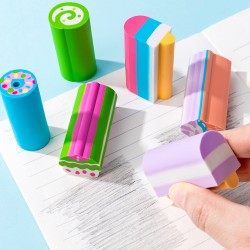 Lot de 6 Gommes Kawaii Fantaisie Multicolores