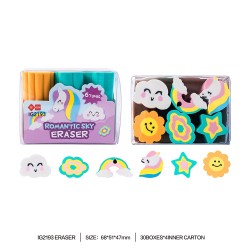 Lot de 6 Gommes Kawaii Fantaisie Multicolores
