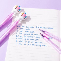 Stylo Gel Animaux Kawaii Rétractable Encre Bleue