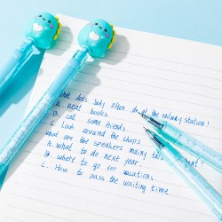 Stylo Gel Animaux Kawaii Rétractable Encre Bleue