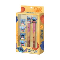 Pack Stitch Disney avec Stylo Gel Effaçable, Crayon Eternel et 4 Gommes 3D