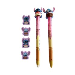 Pack Stitch Disney avec Stylo Gel Effaçable, Crayon Eternel et 4 Gommes 3D
