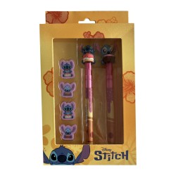 Pack Stitch Disney avec Stylo Gel Effaçable, Crayon Eternel et 4 Gommes 3D