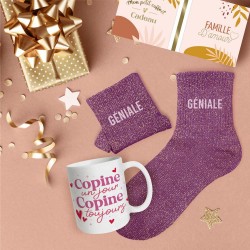 Coffret Cadeaux Paillettes Fantaisie - Tasse & Chaussettes