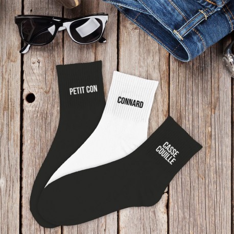 Coffret Trio Chaussettes Homme Noires et Blanches Fantaisie