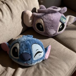 Coussin Peluche Chauffe-Mains Stitch Angel 3D Disney 3 en 1