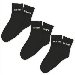 Coffret Trio Chaussettes Homme Noires et Blanches Fantaisie
